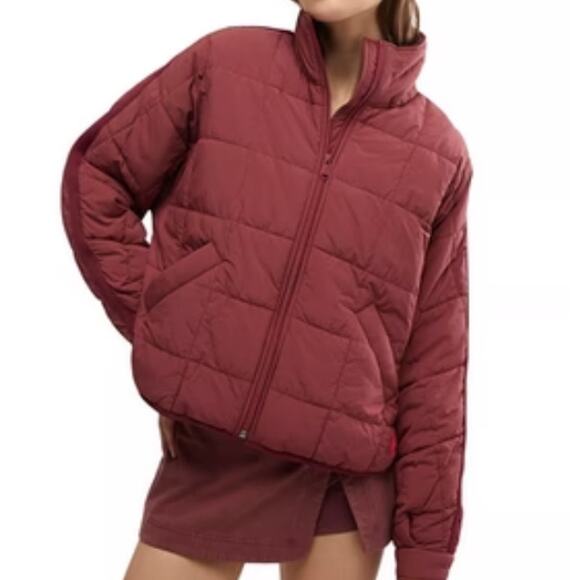 Free People Maroon pippa packable Puffer Quilted Jacket - Picture 1 of 5